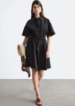 Flared Drawcord Mini Dress