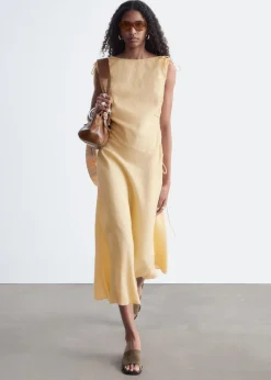 Flared Linen Midi Dress