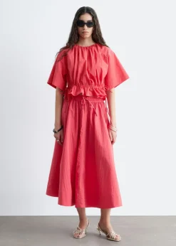 Gathered A-line Maxi Skirt