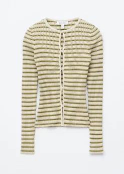 Keyhole-Front Rib-Knit Cardigan