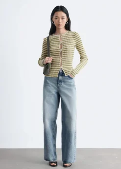 Keyhole-Front Rib-Knit Cardigan
