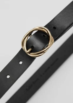 Knot-Buckle Leather Belt