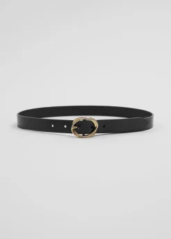 Knot-Buckle Leather Belt