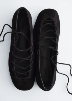 Lace-Up Leather Ballerinas