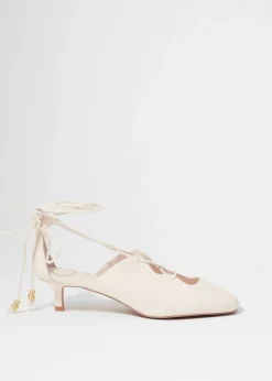Lace-Up Leather Pumps