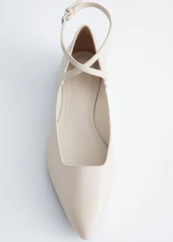 Leather Cross-Strap Ballet Flats