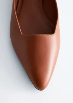 Leather Cross-Strap Ballet Flats