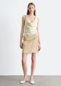 Leather Wrap Mini Skirt