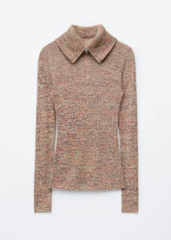 Melange Knit Half-Zip Top