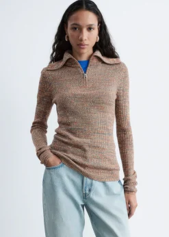Melange Knit Half-Zip Top