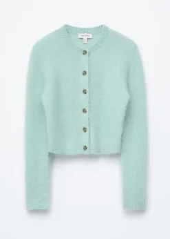 Mohair-Blend Brushed Cardigan