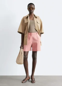 Pleated Linen Shorts