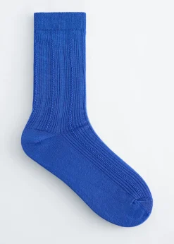 Rib-Knit Silk-Blend Socks
