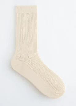 Rib-Knit Silk-Blend Socks