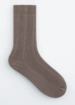 Rib-Knit Silk-Blend Socks
