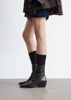 Sleek Leather Cowboy Boots