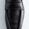 Square-Toe Leather Loafers