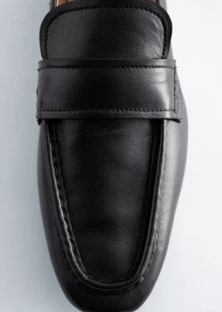 Square-Toe Leather Loafers