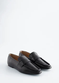 Square-Toe Leather Loafers