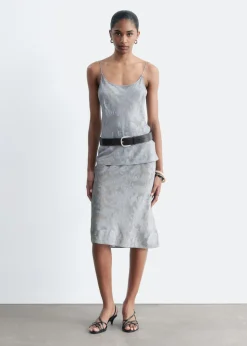 Viscose-Silk fJacquard Midi Skirt