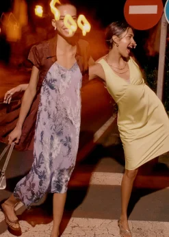 V-Neck Slip Midi Dress