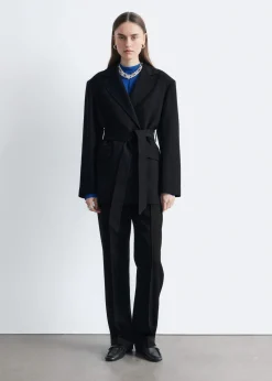 Wool Tie-Belt Blazer